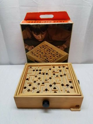 Vintage Brio Labyrinth Puzzle Maze Wood Metal Marble Skill Game Sweden