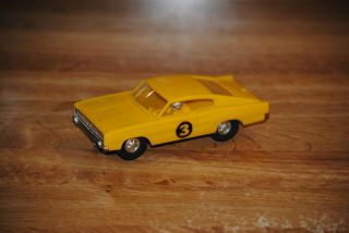 Vintage Eldon Yellow Dodge Charger 1/32 Scale Slot Car