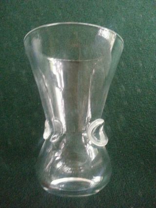 Vintage Old Steuben Art Glass Vase Bent Button Design Signed Crystal