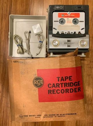 Rca Victor Sound Tape Cartridge Player 1yb - 11 W/ Mic,  Cords Tape And Box
