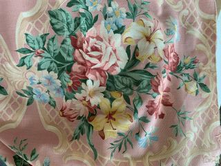 Vintage 40’s Salmon Color Barkcloth Era Fabric Cabbage Roses 2 7/8 Yards
