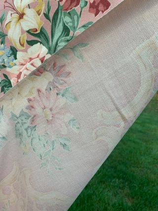 Vintage 40’s Salmon color Barkcloth Era Fabric Cabbage roses 2 7/8 yards 3