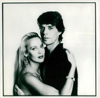 Jerry Hall With Her Husband Singer Mick Jagger - Vintage Photo