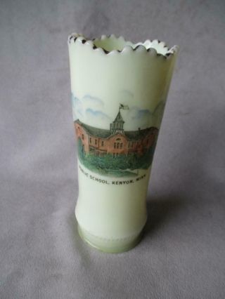 Fabulous Vintage Custard Glass Souvenir Vase - Kenyon,  Minn