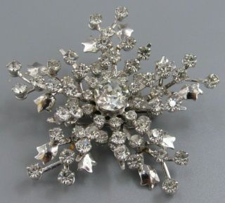 High End Vintage Jewelry Stacked Prong Set Star Brooch Pin Rhinestone O