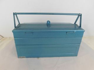 Vintage Poland Brand Cantilever Metal Tool Box 17 - Inch,  Blue