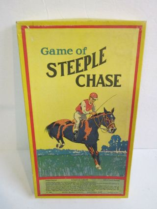 Vintage Steeple Chase Horse Race Board Game Milton Bradley 1930 