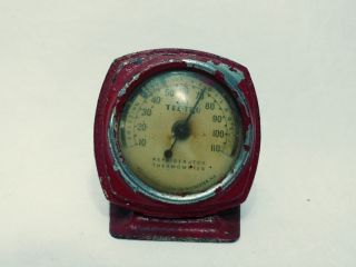 Vintage Tel Tru Refrigerator Thermometer With Stand Red