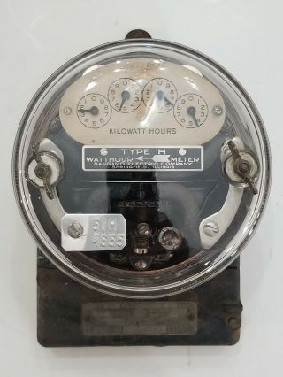 Sangamo Type H Cast Iron Base Vintage Kilowatt Hour Electric Meter -