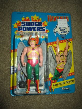 Vintage 1984 Kenner Powers Hawkman Complete With Open Card And Comic