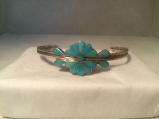 Vintage,  Old Pawn,  Native American,  Turquoise Inlay Cuff,  Bracelet,  (zuni)