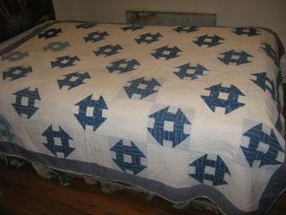 Vintage Blue And White Patchwork Quilt 64 " X 78 " Cutter