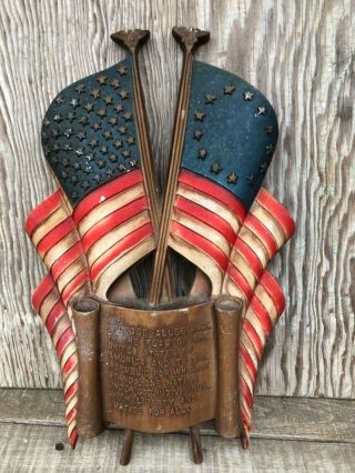 Vintage Sexton 1959 Cast Metal Patriotic Wall Hanging With 49 Stars