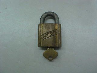 Vintage Craftsman Brass Padlock W/key