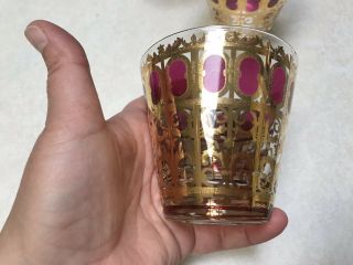 Vintage Culver Cranberry Scroll Old Fashioned Low Ball Tumblers Set of 6 5
