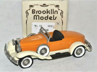 Vintage Brooklin 12 1931 Greater 8 Hudson Roadster 1/43 Metal Model Mib