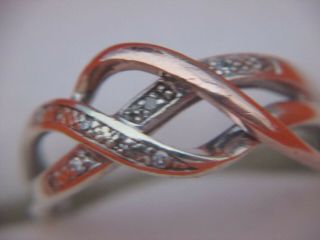VINTAGE WHITE AND ROSE GOLD DIAMOND TWIST RING 2