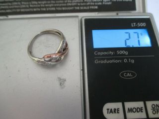 VINTAGE WHITE AND ROSE GOLD DIAMOND TWIST RING 6