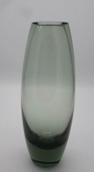 Vintage Mcm Holmegaard Per Lutken Smoke Gray Glass Hellas Vase Signed 1959