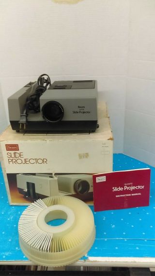 Vintage Sears Quartz Slide Projector With Remote Box & Instructions Great