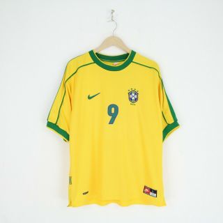 Vintage Nike Brasil Brazil 1998 2000 Ronaldo Football Soccer Jersey Shirt L 4524
