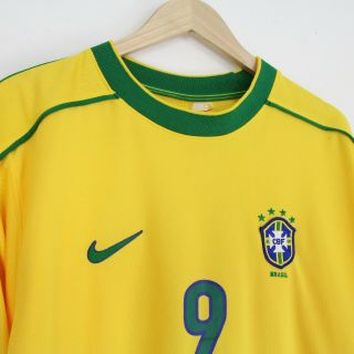 Vintage Nike Brasil Brazil 1998 2000 Ronaldo Football Soccer Jersey Shirt L 4524 2