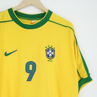 Vintage Nike Brasil Brazil 1998 2000 Ronaldo Football Soccer Jersey Shirt L 4524 5