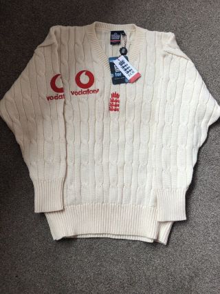 England Cricket,  Player Issue,  Vintage,  Admiral Long Sleeved 100 Wool Jumper Xl