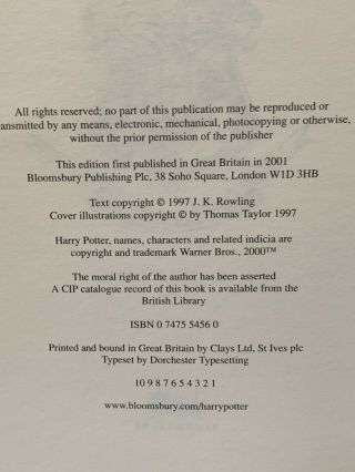 1st Large Print Edition,  1st Print,  UK Harry Potter and the Philosopher ' s Stone 4