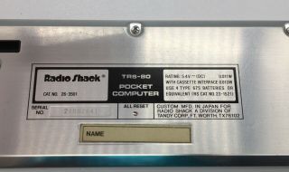 Pocket computer TRS - 80 Radio Shack cat.  no.  26 - 3501 7” X 2.  75” with black case 7
