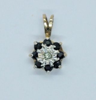 Vintage 9ct Yellow Gold Diamond And Sapphire Pendant