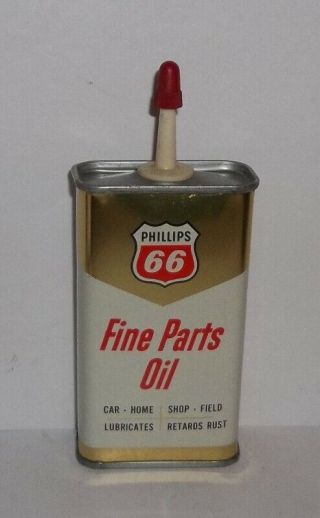Vintage Phillips 66 Fine Parts Oil Full Uncut 4 1/8 Oz Steel Can