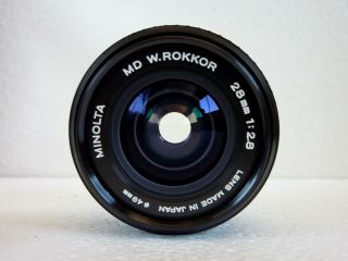 MINOLTA MD W.  ROKKOR 28mm f/2.  8 LENS - ONE OWNER - NEAR 7