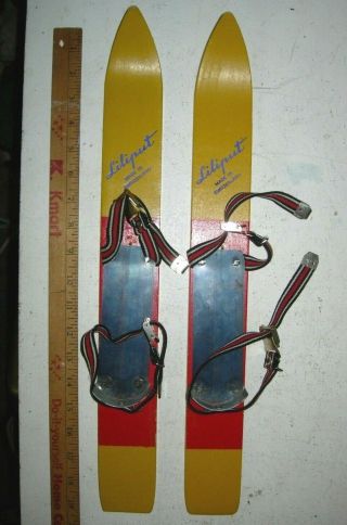 Vintage Wood Liliput Made In Switzerland Kids Size 20 " Cross Country Skis