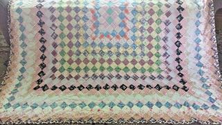 Vtg Patchwork Quilt Handmade 80 x 94 Full Double Very 5