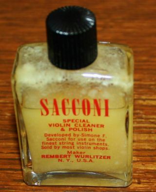 Vintage Bottle Of Sacconi Special Violin Cleaner & Polish Rembert Wurlitzer Usa