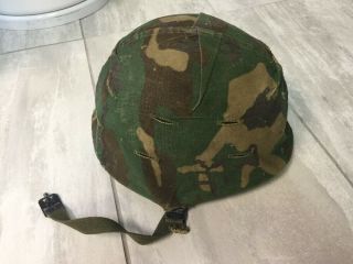 Vintage Military Vietnam Era Steel Pot Helmet W/ Liner / Cover