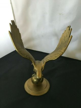 Vintage Brass Bronze American Eagle Sculpture On Metal Base Figurine 11 "