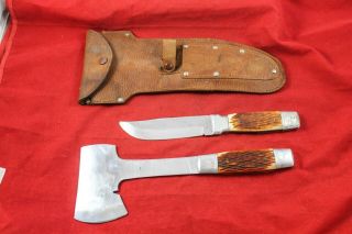 Vintage Hi - Test Hatchet And Knife Combo Made In Japan Distressed
