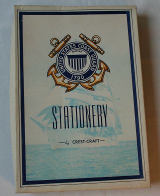 Vintage Us Coast Guard Seal Stationery Clipper Ship Cape May Nj 27 Papers 24 Env