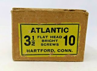 Vintage Atlantic 3 1/2 " 10 Flat Head Bright Screws 115 Count
