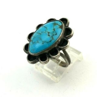 Vintage Native American Sterling Silver Turquoise Split Band Ring