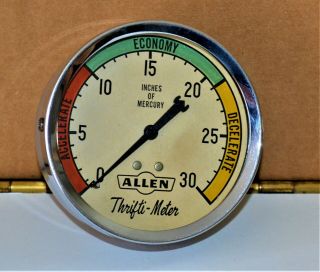 Vtg Manifold Vacuum Gauge Allen Thrifti - Meter Nm Steampunk Rat Rod