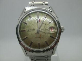 Vintage Rado World Travel Date Stainless Steel Automatic Mens Watch