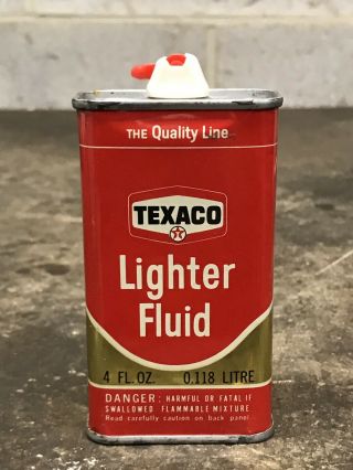 Vintage Texaco Lighter Fluid Handy Oiler 4oz Can Gas Oil Empty