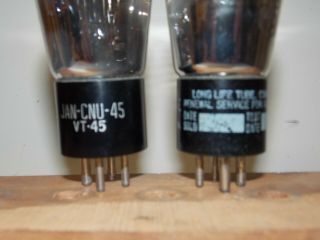 National Union Type 45 vacuum tubes matched and guaranteed 2