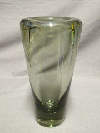 Attractive Collectable Vintage Holmegaard 7.  25 " Smokey Glass Vase - 1959