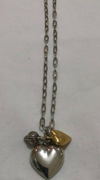 Vintage Sterling Silver & Gold Heart Pendant Necklace