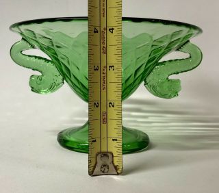 Vintage Fenton Green Double Dolphin Handled Footed Candy Compote Vase or Bon Bon 4