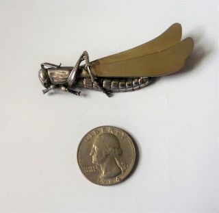 Vintage Sterling Silver Grasshopper Insect Pin,  Great Falls Metal GFMW 6